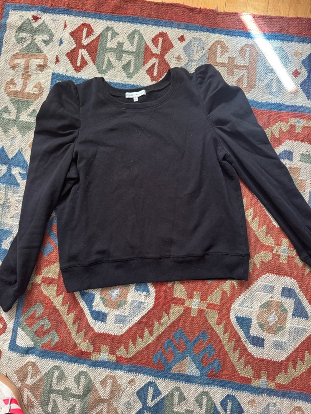 Rebecca Minkoff Black Puff sleeve Crewneck Sweatshirt- size large